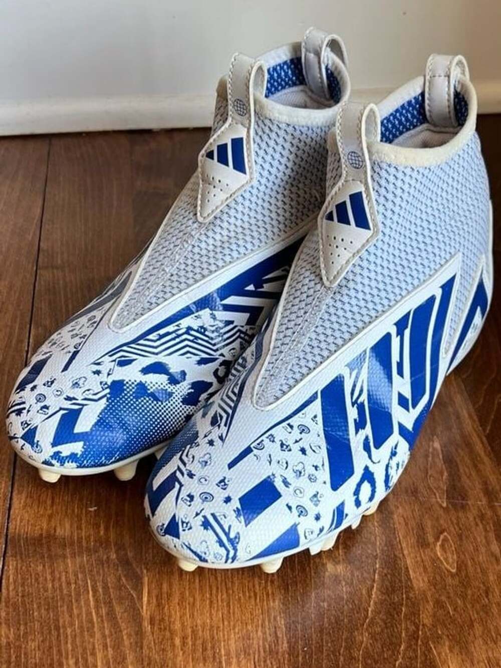 adidas Freak Ultra Laceless Football Cleats Royal Blue White Patterned Size 5.5